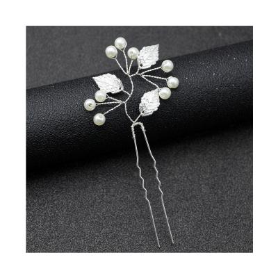 China Fashion Meiduo Handmade Fashion Pearl Jewelry Bridal Decoration Wedding Gold Metal Leaves Bridal Hair Pins for sale