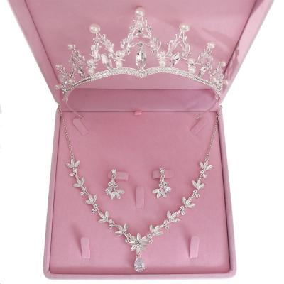 China Tiara Meiduo Fashion Bridal Crown Women's Zirconia Jewelry Bridal Earrings Pendant Necklace Set Bride Hair Accessories Wedding Tiara for sale