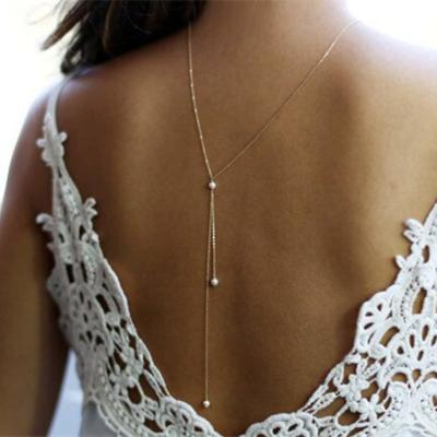 China Wholesale Meiduo Decoration Context Tassel Necklace Along Pearl Back Chain Wedding For Women Party Bridal Jewelry for sale