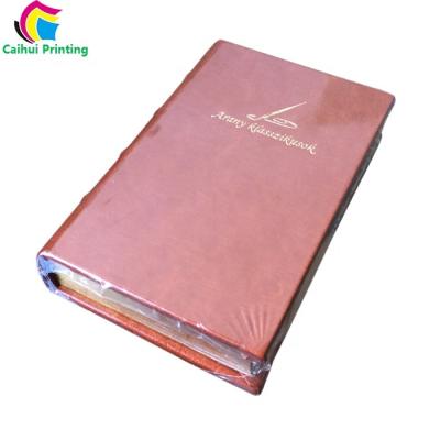 China paper & Cardboard Brown PU Leather Round Back Gold Foil Stamped Hardcover Book Printing for sale