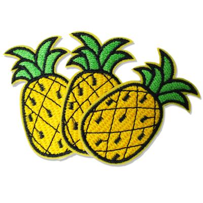 China New Factory Price Sustainable Design Custom Pineapple Pattern Patches Embroidery Iron On Patches For Apparel for sale