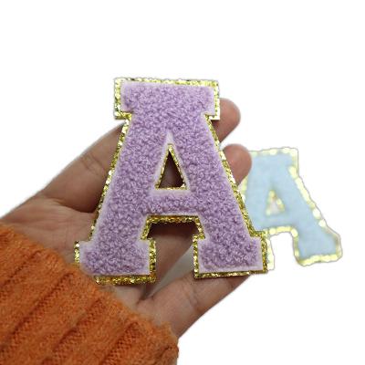 China Viable Hot Sale Glitter Letter Number Chenille Embroidery Patch Self Adhesive Hoodie T-shirt for sale