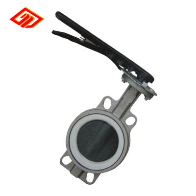 China Sewage Stainless Steel Hydraulic Back Seat Wafer Style Directional Control PTFE Jacketed Butterfly Valve for sale