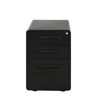 China (Other) YUANJU Adjustable High Quality Round Corner Folder Three Drawers Office Mobile File Cabinet With Cam Lock Under Desk Table for sale