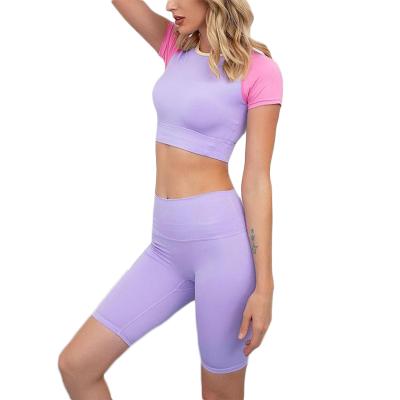 China Best Quality Polyester Girls Yoga Gym Fitness Elastic Shorts Set Seamless Yoga Short Set for sale