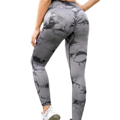 China Newcomer Dye Tie Yoga Pants Woman Elastic Breathable Elastic Wear Gaiters Soft Yoga Pants for sale