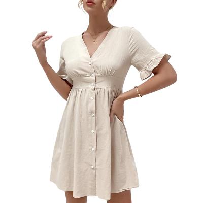 China Breathable Popular Style Ruffle Sleeve Women Dresses Summer Ladies Office Dresses Shirt Women for sale