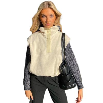 China Winter Windproof White Fleece New Arrival Women Turtle Neck Warm Vest for sale