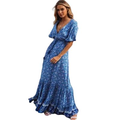 China 2022 new women's washable long dresses beach autumn maxi dress for sale