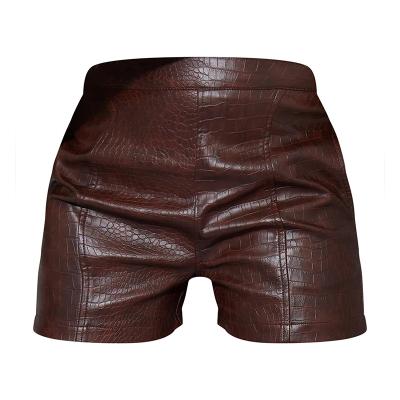 China Prettylittlething Anti-wrinkle FAUX CROC Women's Casual Leather Shorts for sale