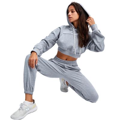 China Breathable Training And Jogging Wear Women Hoodies Sweatsuit Set for sale