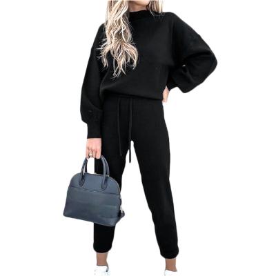 China Women QUICK DRY Two Piece Set Winter Turtleneck Tops And Pants Casual Sets for sale