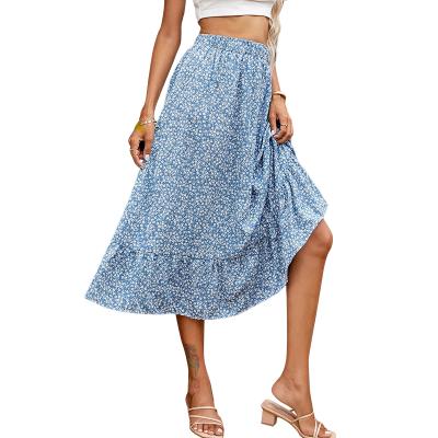 China Breathable High Quality Dusty Blue High Waist Skirts For Ladies Casual High Quality Midi Skirt for sale