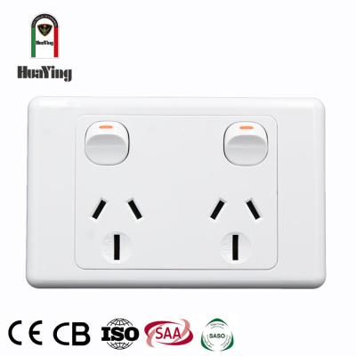 China Australia ABS/PC SAA Dual PowerPoint Electrical Switches and Sockets Wall Standard Home Plastic Strip 2 Strip Wall Switches for sale