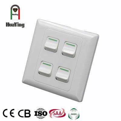 China Four 1 or 2 ABS/PC Plastic 86*86mm 10A 250V Plastic White Wiring Strip 4 Way Lamp Switches for sale