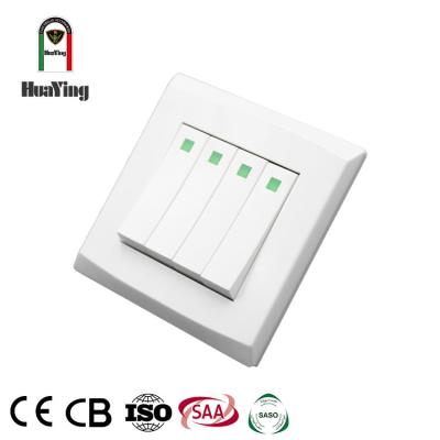 China ABS/PC Plastic Big Double Button 86*86MM White 1 Gang Four Gang Single Way Lamp Switch for sale