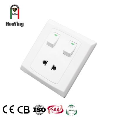 China Universal 86*86MM PC 10A 2 Gang Switch 2 Pin Home Indoor White Receptacle for sale