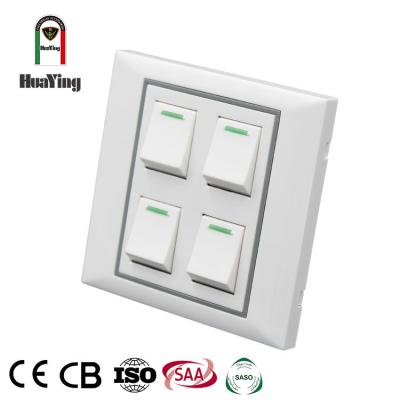 China ABS/PC 86*86MM 10A 250V One Gang 2 Way Four Gang Plastic Nylon White Single Wall Switch for sale