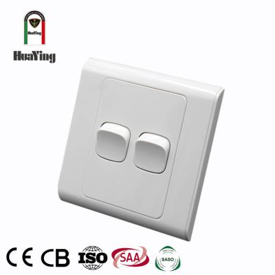 China ABS/PC 10A 250V Plastic Double 2 Gang One Way Led Lamp Switch Led Light Indian Switch for sale