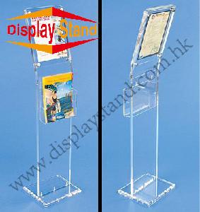 China Clear Acrylic Display Stand With Sign Holder & Adjustable Literature Holder for sale