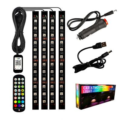 China Remote Interior Car Decoration RGB 5050 LED Strip Atmosphere Car Decorative Lights Led For Car for sale