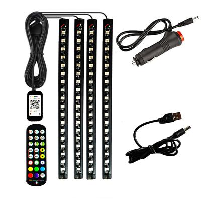 China Remote Interior Car Decoration 12V RGB 5050 LED Strip Atmosphere Car Decorative Lights Led For Car for sale