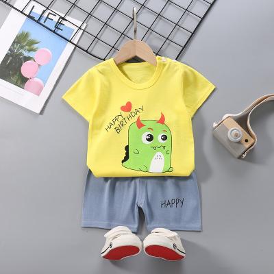 China Smart Casual Baby Boy Sets Summer Girls Clothes Sets Short Sleeve T-shirt+Short Pants Cotton Sports Suits Cartoon Shark Kids Clothing for sale