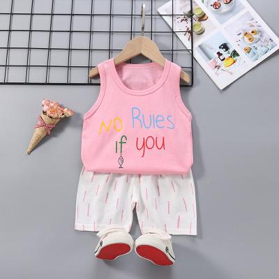 China OEM Fashion Summer Breathable Kids Girls Boys Sleeveless Tank Top Clothing Sets Kids Two Piece Vest +Shorts Clothes Set For Sport Wear for sale