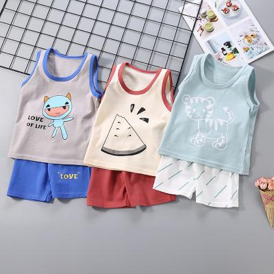 China China Wholesale Cotton Summer Pajamas Boys and Girls Cotton Set Breathable Custom Made Children's Vest Set for sale