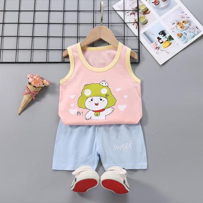 China Wholesale Breathable Summer Baby Clothing Sets Children Vest Suit Cotton Boy Sleeveless Vest With Pants Children Clothing Sets for sale