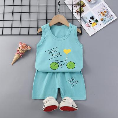 China Breathable custom toddler wear sleeveless ropa de nino cotton baby boy vest suit little kids clothes kids summer dress sets for sale