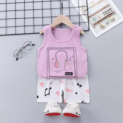 China Breathable custom toddler wear sleeveless ropa de nino cotton baby boy cartoon vest suit small children kids summer dress sSets for sale