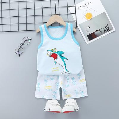 China 2022 Wholesale Children's Summer Breathable Boys And Girls Casual Vest + Shorts Cotton Printing Korean Foreign Trade 2 Sets for sale