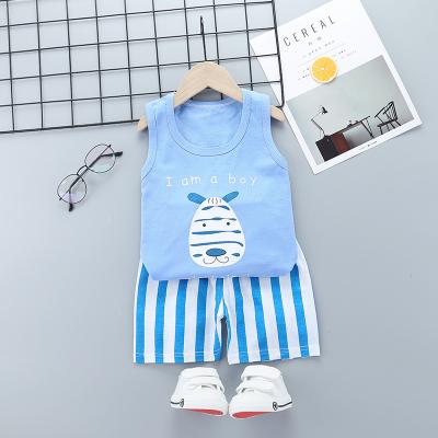 China 2021 Summer Fashion Boy's T-shirt Breathable Children's Sleeveless Suit Set Fashionable Five-pointed Star Two-piece Vest Children T-shirt for sale