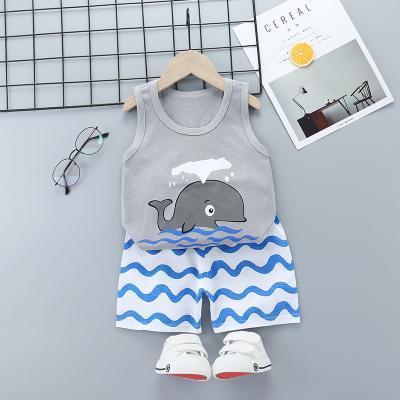 China Breathable Cotton Children's Vest Suit Vest Shorts Summer Slim Two-piece Casual Two-piece Suit Boys And Girls Suit for sale