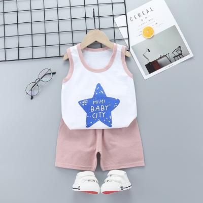 China Children's breathable summer cotton thin vest set high quality low price summer clothes kids summer clothes two sets for sale