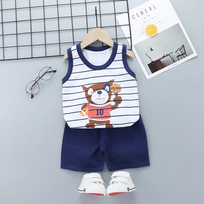 China Boys Breathable Short Sleeve Cartoon T-shirt Cotton Children's 100% Cute Summer Vest Shorts Suit for sale