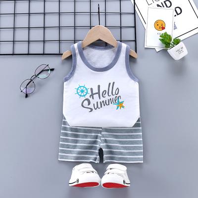 China Breathable Summer Kids Boys Girls Clothes Sets Pure Cotton Sleeveless Tops+Shorts Vest Sets Kids Boy Vests 2Pcs Cartoon Vests Suits for sale