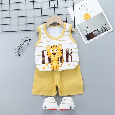 China Summer Children's Breathable Boys Sleeveless Shorts Suit Vest Boys Cartoon Cotton Vest Two-piece Suit for sale