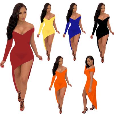 China Irregular Dress Bodycon Dress Sleeveless Open Split Dress Women's Pure Color Sole Anti-Static for sale