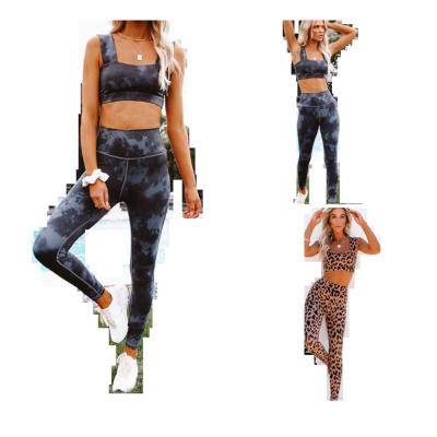 China Sustainable Yoga Clothes 3D Printed Suspender Pants Yoga Tight Suit Sports Pants Two Piece Tracksuit for sale