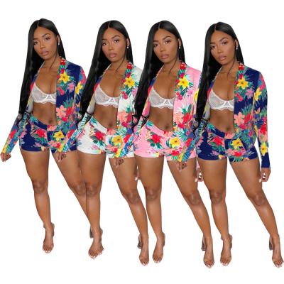 China New Fashion Women Anti-pilling Bodycon Floral Print Casual Suits Two Piece Set Long Sleeve for sale