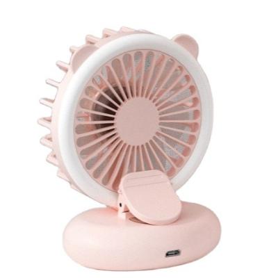 China Hot Rechargeable Hotel Mobile Phone Folding Fan With Three-speed Adjustment Small Table Mute Light Small Night Fan for sale