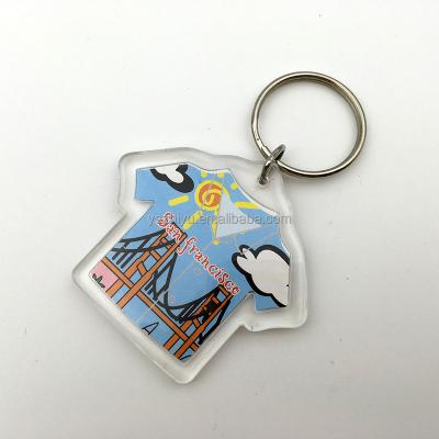 China Custom Cheap Acrylic Gift T Shirt Shape Florida Keyholder Keychain Manufacturer for sale