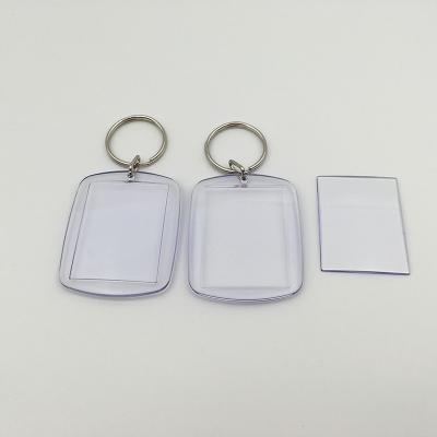 China Promotional Blank Plastic Gift Rectangle Clear Acrylic Key Chain With Insert Square for sale