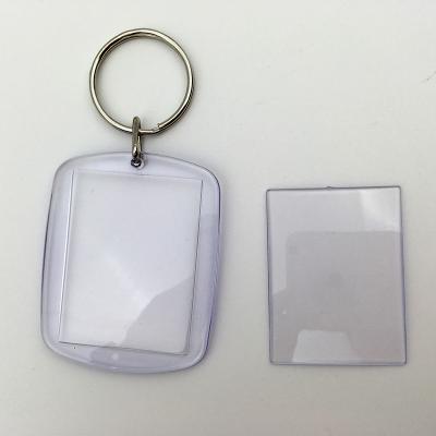 China Promotional Gift Empty Plastic Rectangle Clear Photo Keychain for sale