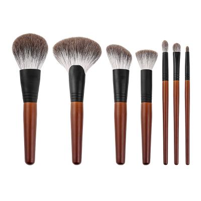 China Angular Blush Makeup HXT-130 2022 Sweeps Natural Hair Straightens 7 Pieces Makeup Brush Tool Kit Precious Wood Single Face Fan Makeup Brush for sale