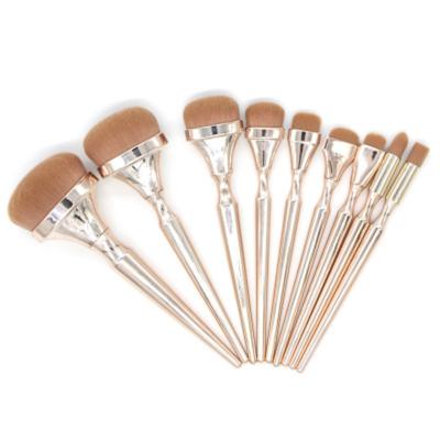 China Angular Blush New 9 Pcs Gold Air Grip #218 Synthetic Hair Kabuki Base Make Up Brush Kit Toothbrush Oval Liquid Makeup for sale