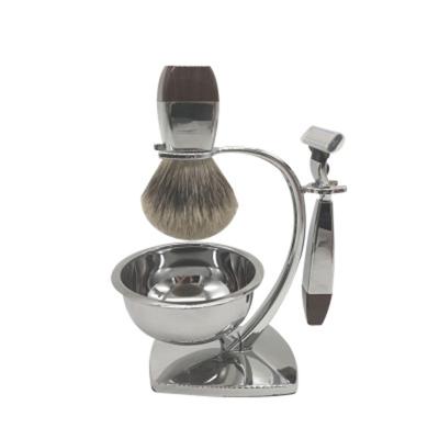 China Angular Blush CLIONE #105 High Quality Shaving Brush Holder And 3 Blade Razor Metal Men Shaving Set For Men Shaving for sale