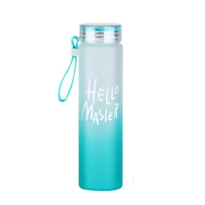 China 2022 China Viable Factory Promotional Smart Gradient Frosted Nice Water Cup 400ml Water Bottle Glass Student Drinkware For Drinking for sale